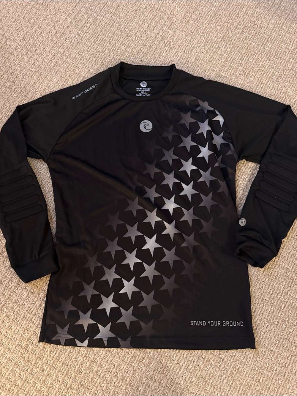 Unisex West Coast Goalkeeping padded long sleeve Freedom black jersey sz Small